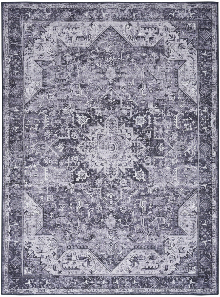 Nourison Charcoal & Grey Machine Washable Rug - 5'2" x 7'
