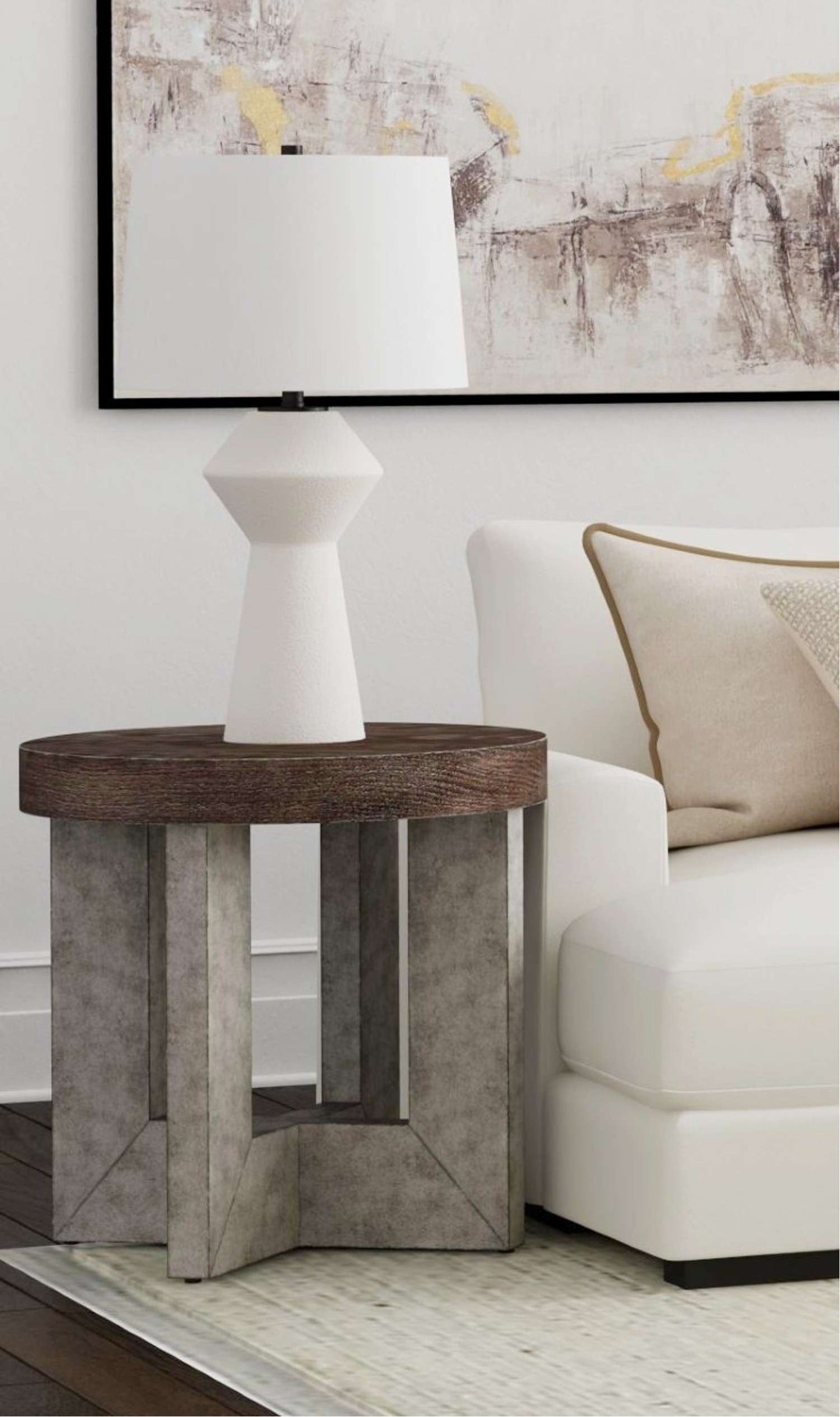 Nova 24" End Table in Charcoal Finish with Faux Metal Finished legs - Room Scene
