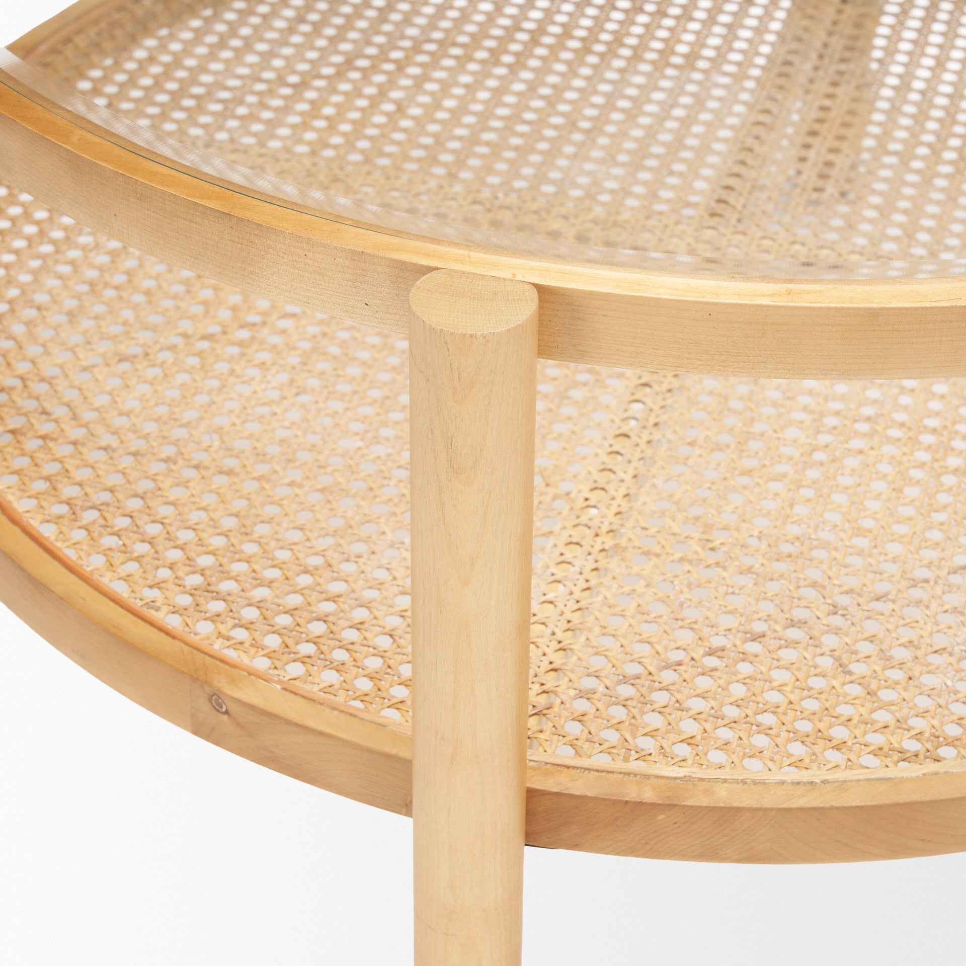 Clear & Natural Glass & Solid Wood Round Coffee Table w/ Shelf image 7