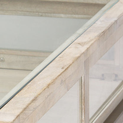 Off White Clear & Gold Solid Wood Glass & Iron Storage Coffee Table image 8