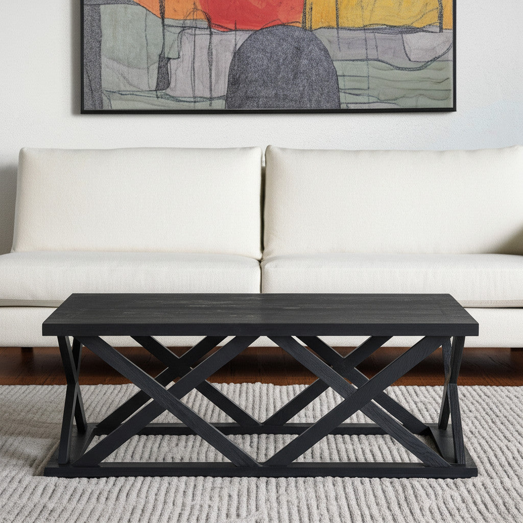 Black Solid Wood Geo Frame Coffee Table image 1