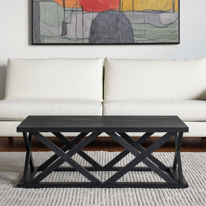 Black Solid Wood Geo Frame Coffee Table image 1