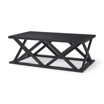 Black Solid Wood Geo Frame Coffee Table image 3