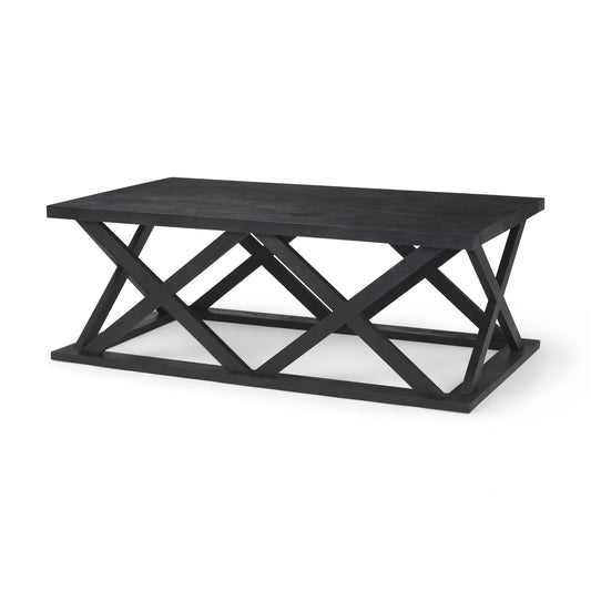 Black Solid Wood Geo Frame Coffee Table image 3