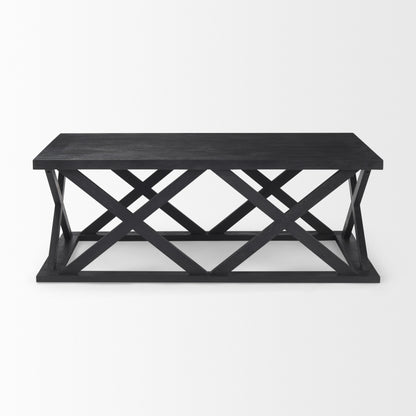 Black Solid Wood Geo Frame Coffee Table image 2