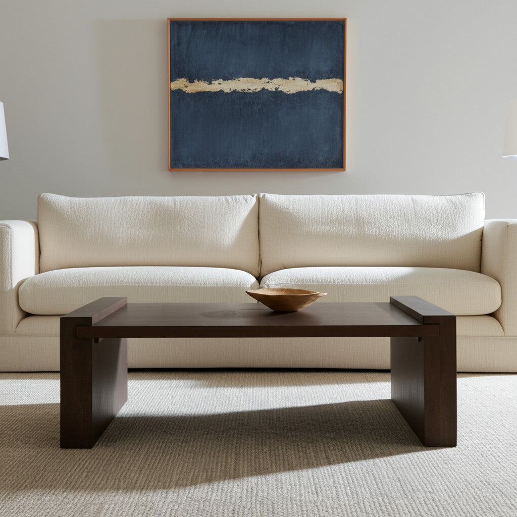 Dark Brown Solid Wood Sled Coffee Table image 1