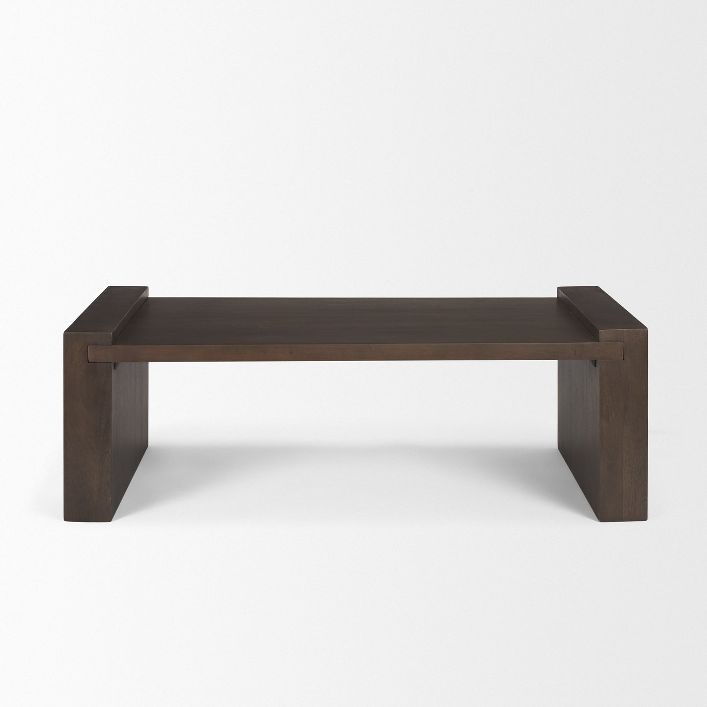 Dark Brown Solid Wood Sled Coffee Table image 2