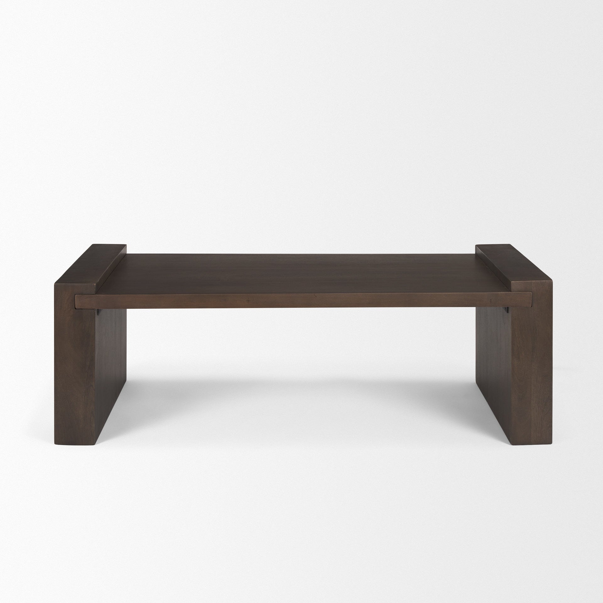 Dark Brown Solid Wood Sled Coffee Table image 2