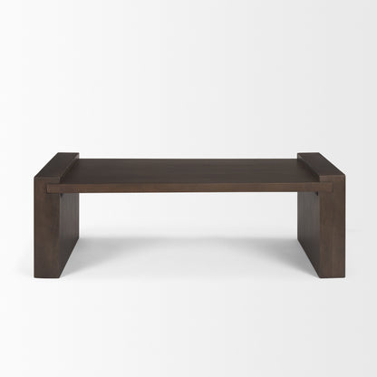 Dark Brown Solid Wood Sled Coffee Table image 2