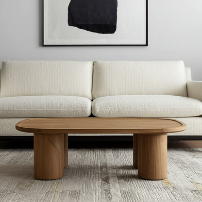 Natural Solid Wood Oval Coffee Table image 1