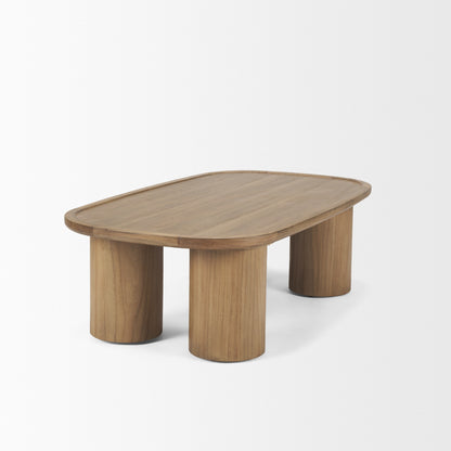 Natural Solid Wood Oval Coffee Table image 3