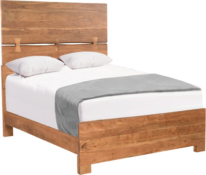 Brown Live Edge Bow Joint Solid Wood Queen Bed