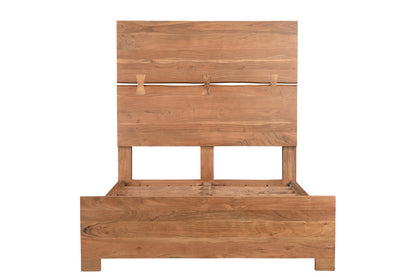 Frazier Brown Live Edge Bow Joint Solid Wood Queen Bed