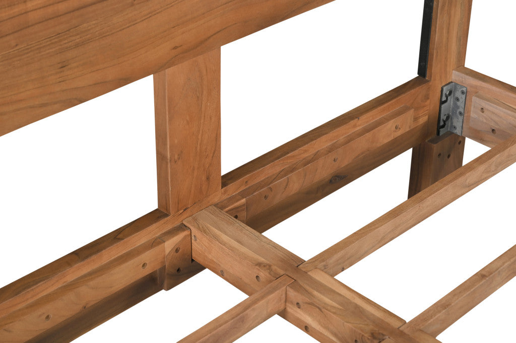 Brown Live Edge Bow Joint Solid Wood Queen Bed