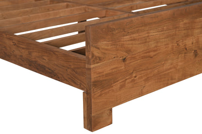 Brown Live Edge Bow Joint Solid Wood Queen Bed