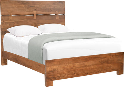Brown Live Edge Bow Joint Solid Wood Queen Bed