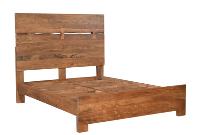 Brown Live Edge Bow Joint Solid Wood Queen Bed