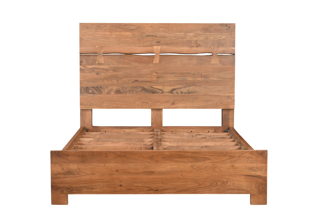 Gideon Brown Live Edge Bow Joint Solid Wood Queen Bed