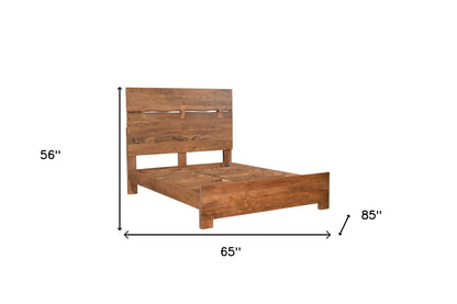 Brown Live Edge Bow Joint Solid Wood Queen Bed