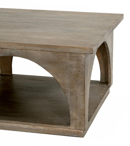 Brown Solid Wood Distressed Floor Shelf Coffee Table w/ Shelf image 4
