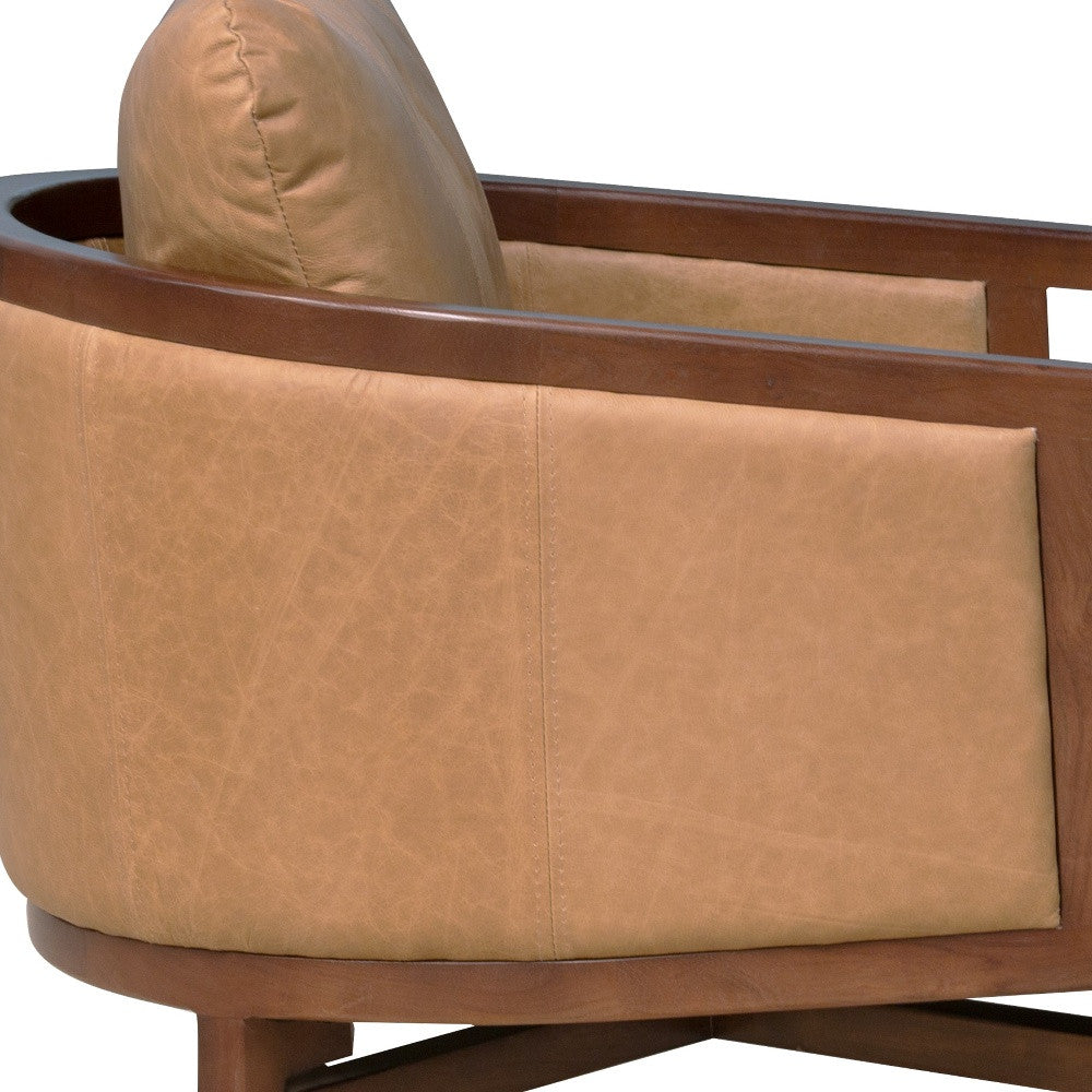 Brown Genuine Leather Arm Chair