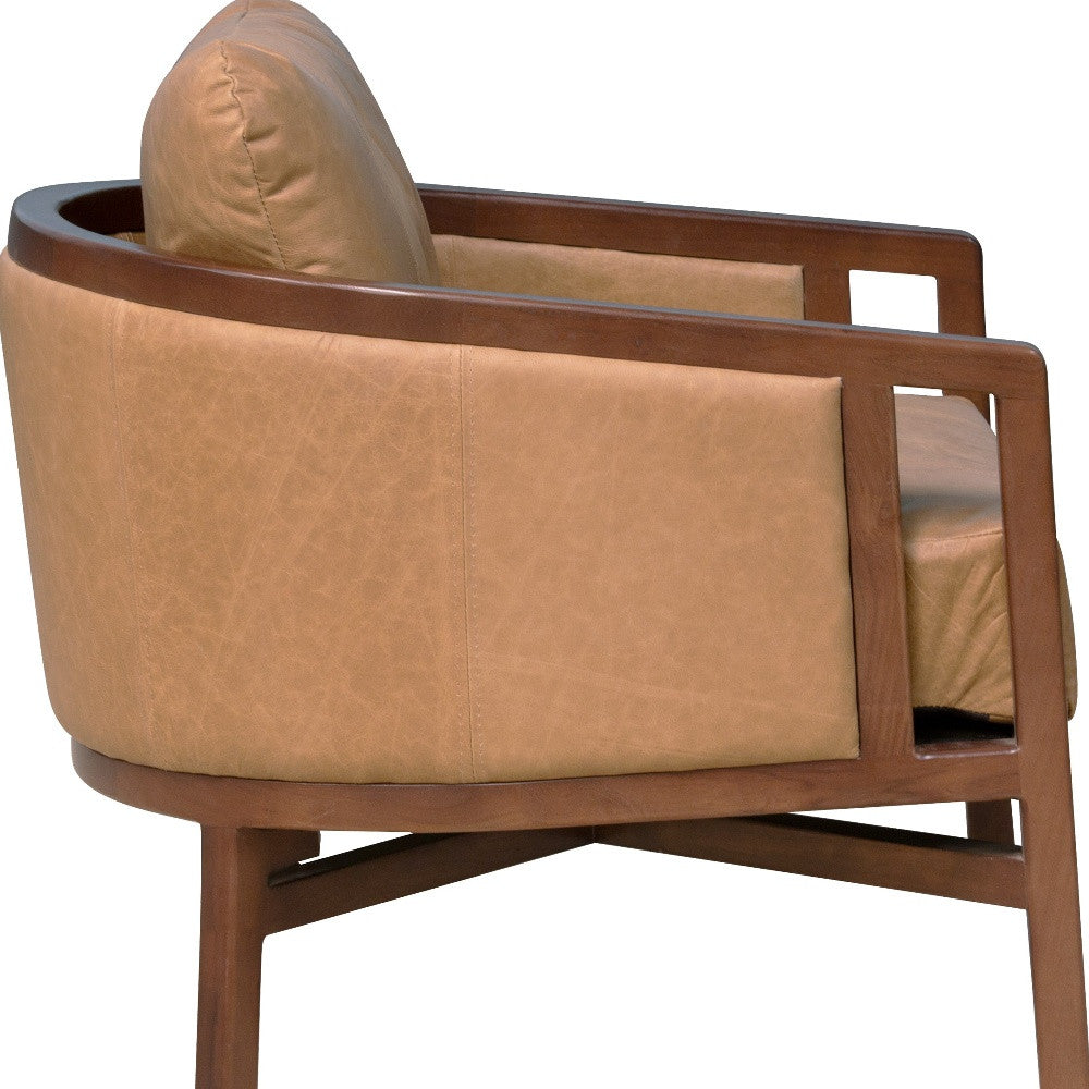 Brown Genuine Leather Arm Chair