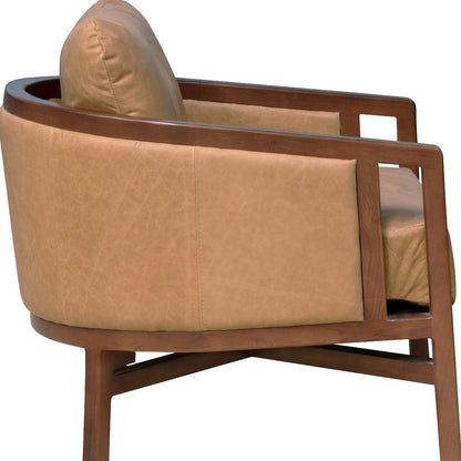 Brown Genuine Leather Arm Chair