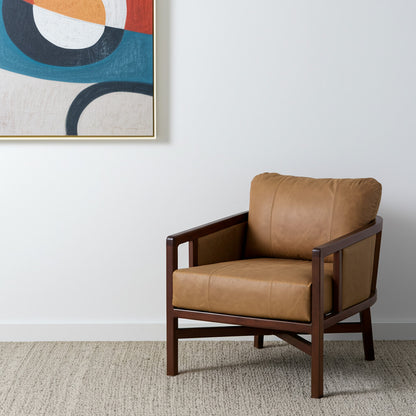 Brown Genuine Leather Arm Chair