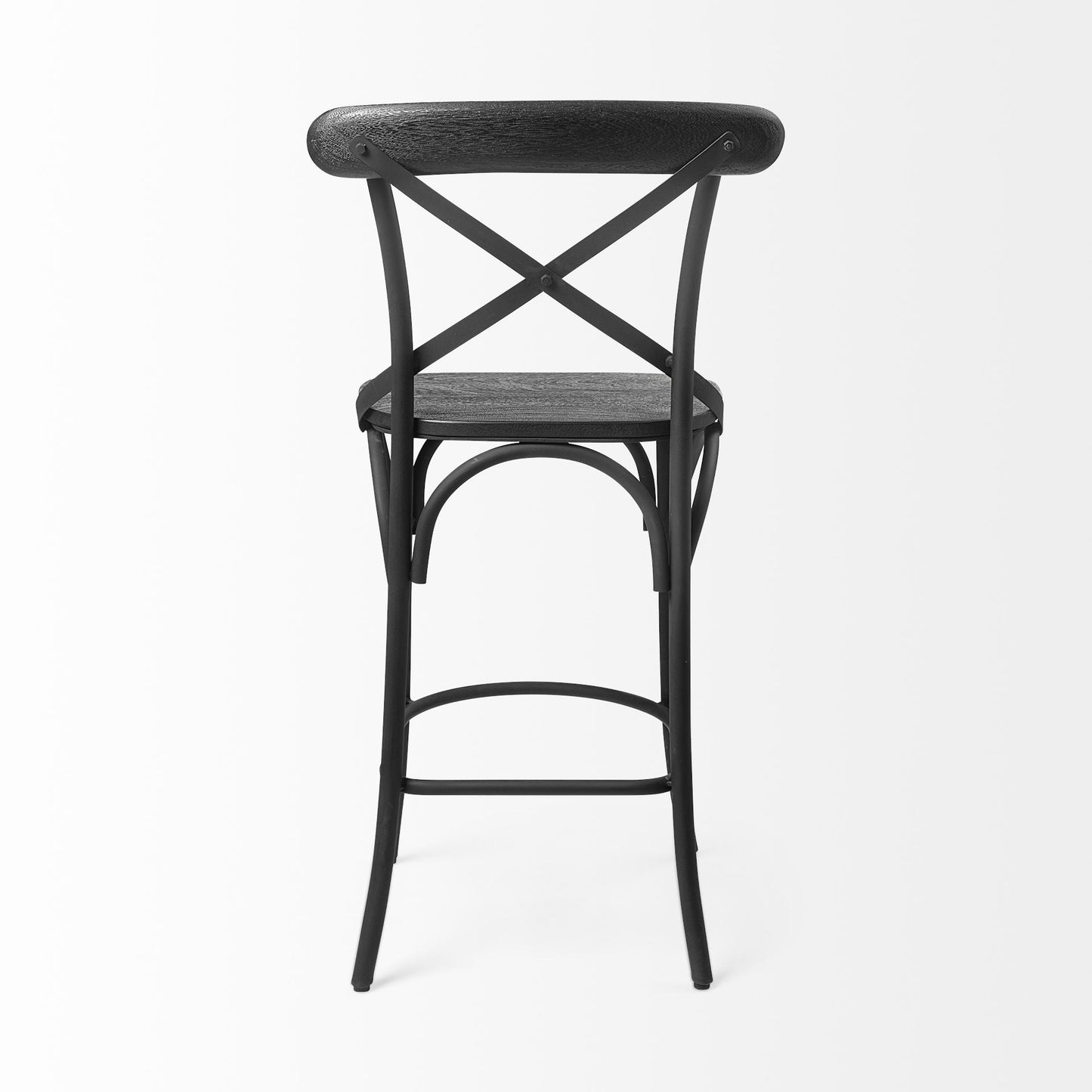 Black Solid Wood & Iron Counter Height Bar Chair