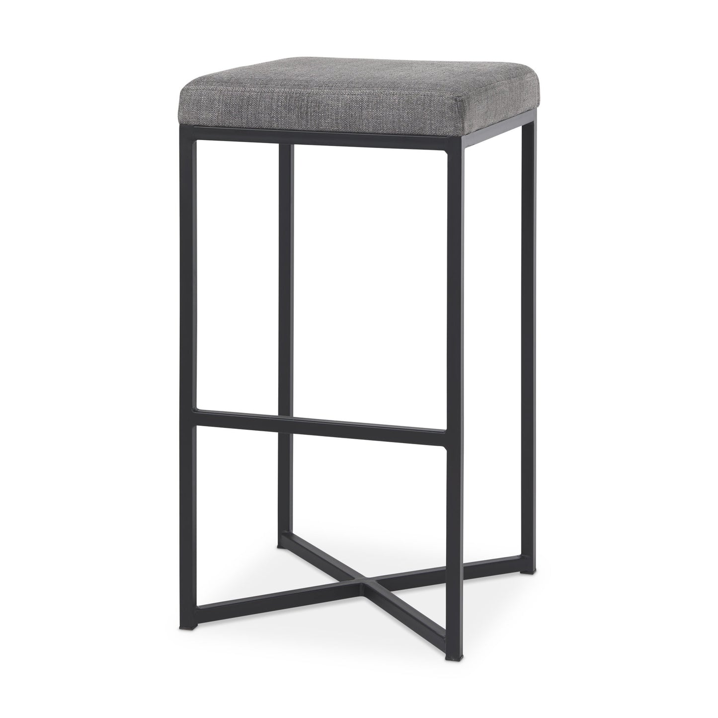 Gray & Black Fabric & Iron Backless Bar Height Bar Chair