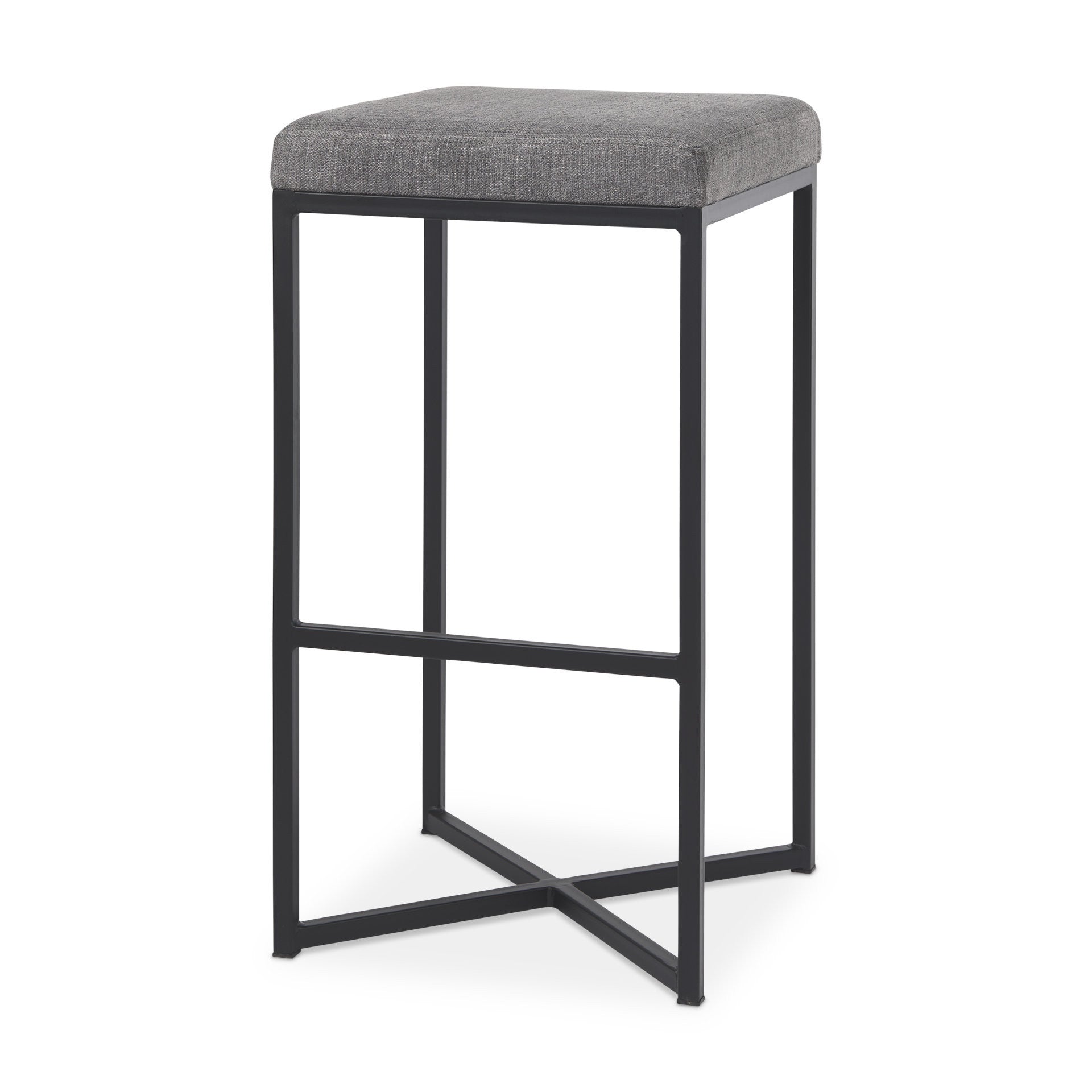 Gray & Black Fabric & Iron Backless Bar Height Bar Chair