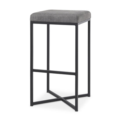 Gray & Black Fabric & Iron Backless Bar Height Bar Chair