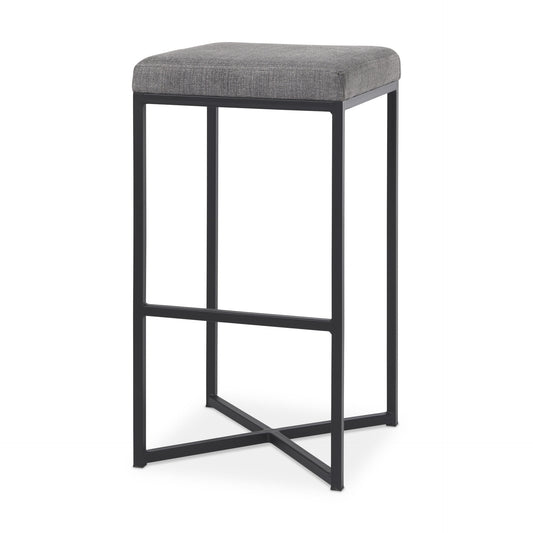 Gray & Black Fabric & Iron Backless Bar Height Bar Chair