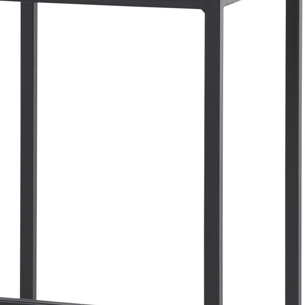 Gray & Black Fabric & Iron Backless Bar Height Bar Chair