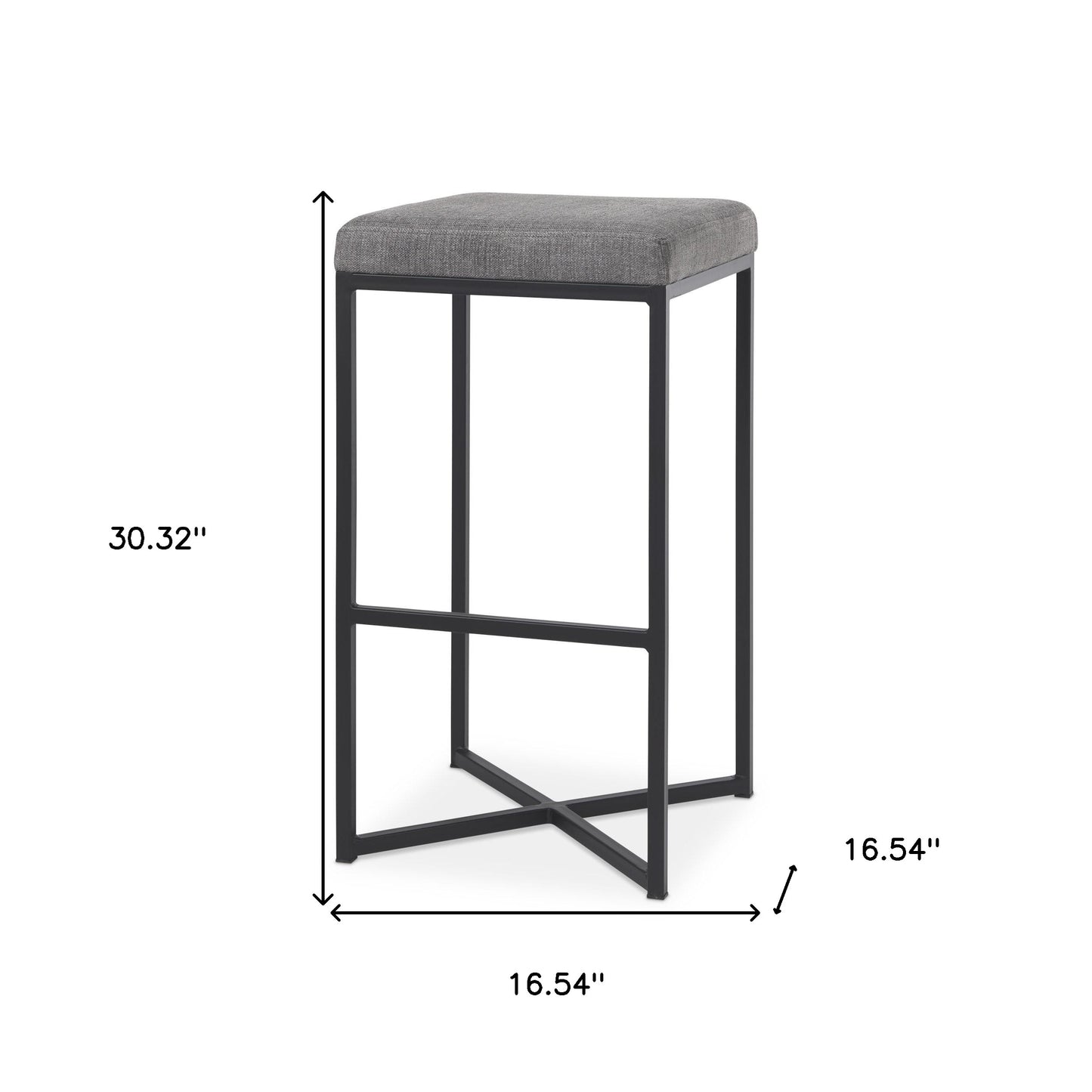 Gray & Black Fabric & Iron Backless Bar Height Bar Chair