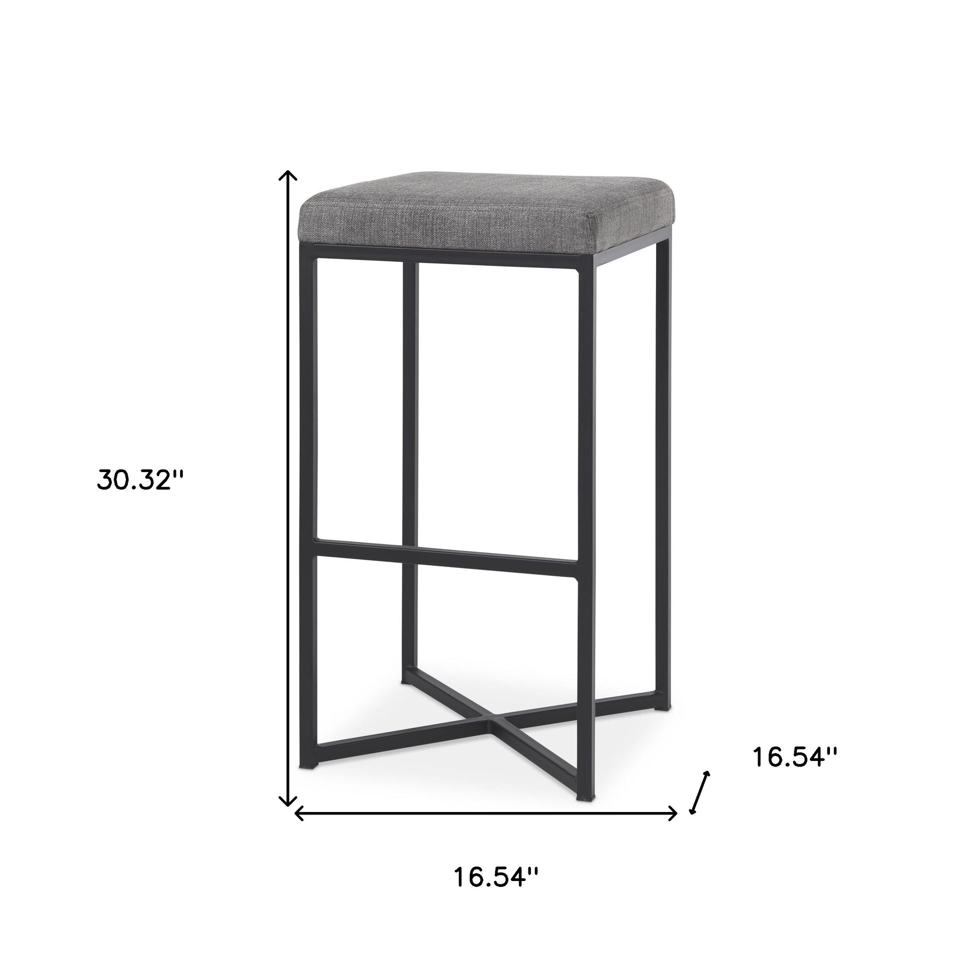 Gray & Black Fabric & Iron Backless Bar Height Bar Chair