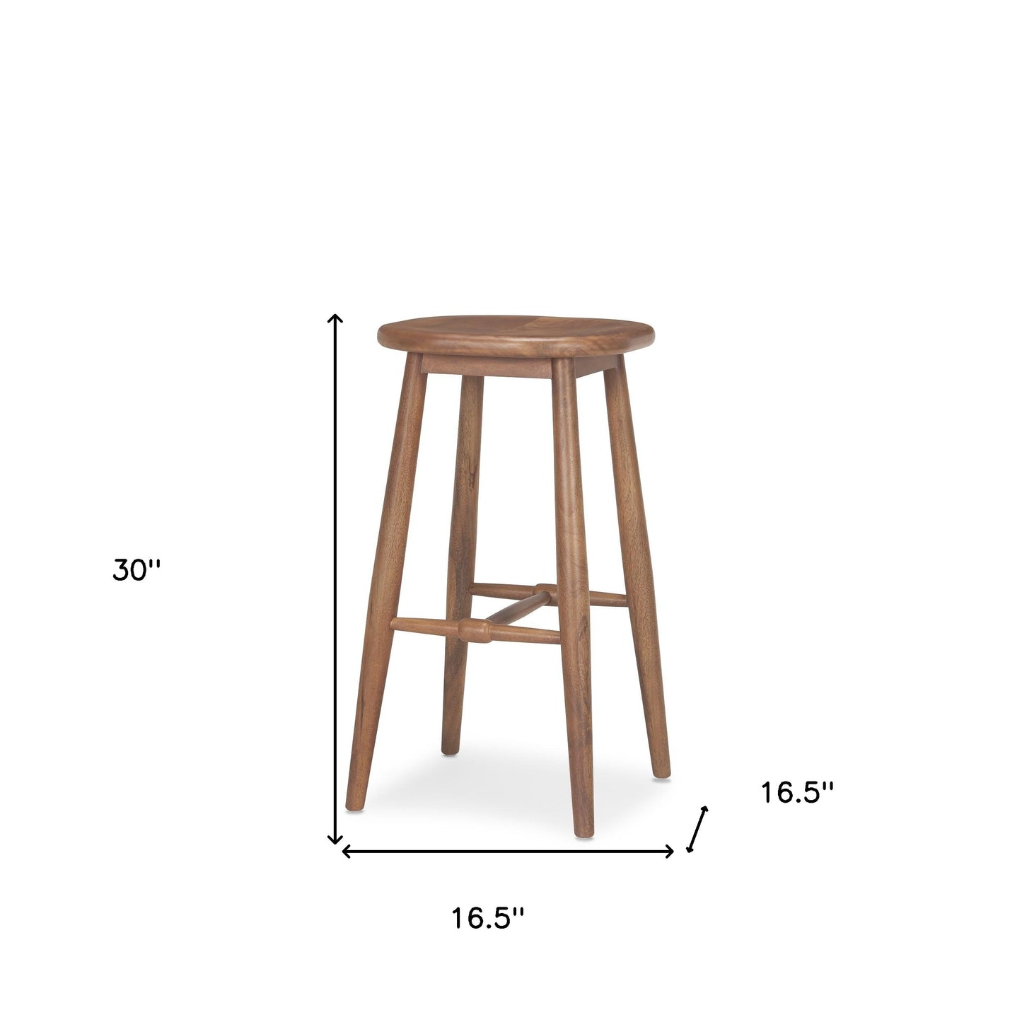Natural Solid Wood Backless Bar Height Bar Chair