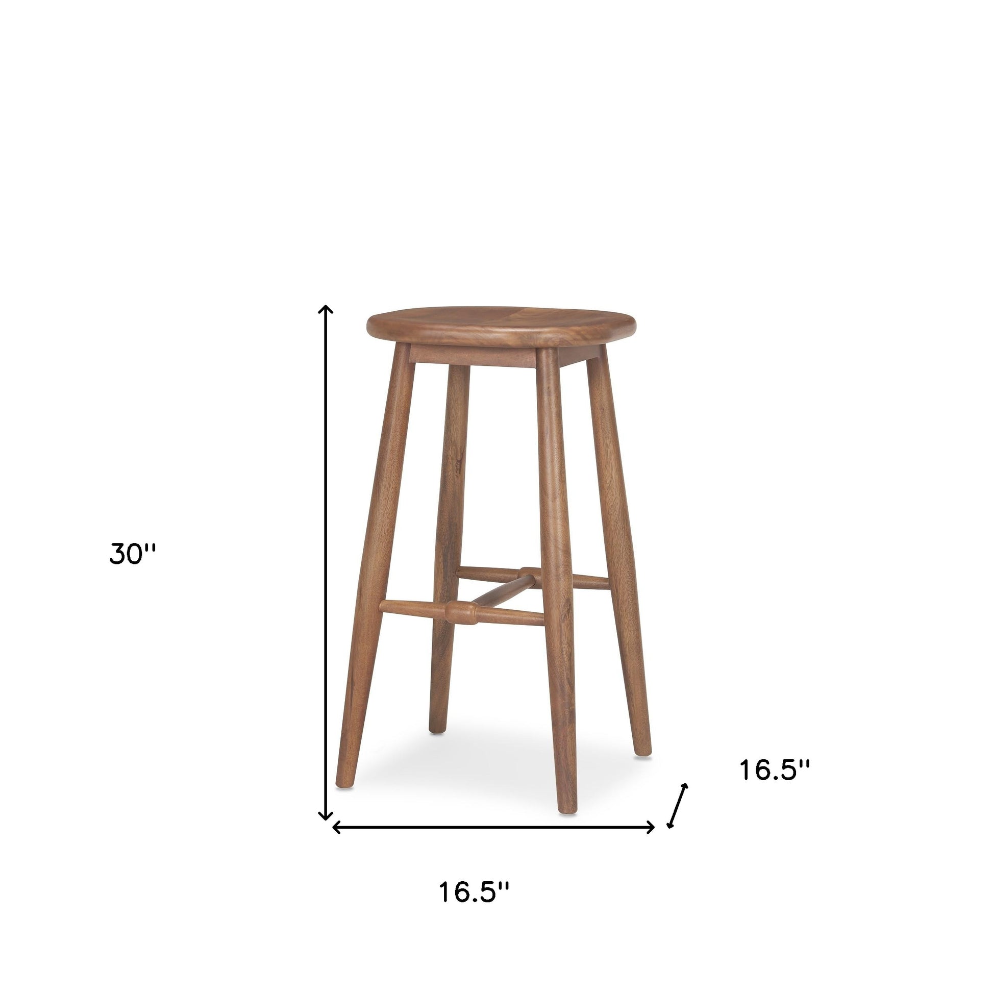 Natural Solid Wood Backless Bar Height Bar Chair