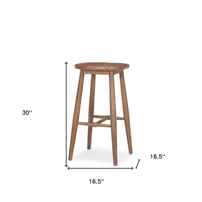 Natural Solid Wood Backless Bar Height Bar Chair
