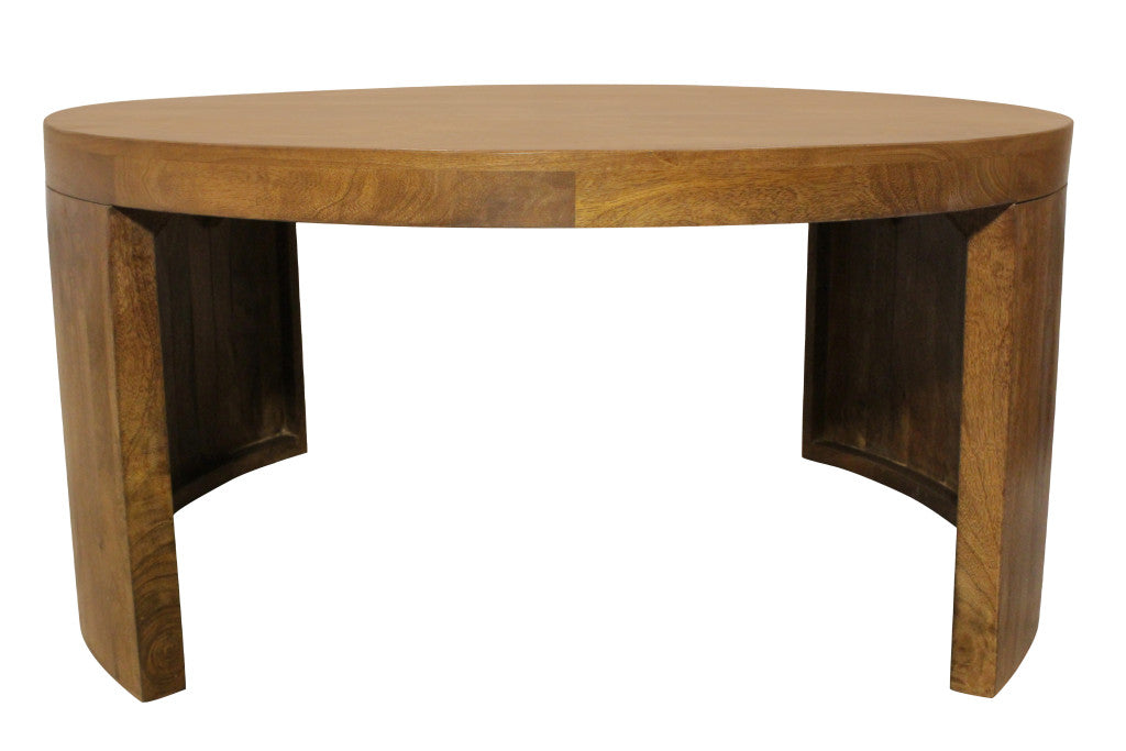 Set of 2 Walnut Solid Wood Round Distressed Solid Nested Coffee Tables image 4