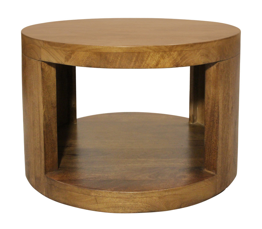 Set of 2 Walnut Solid Wood Round Distressed Solid Nested Coffee Tables image 5