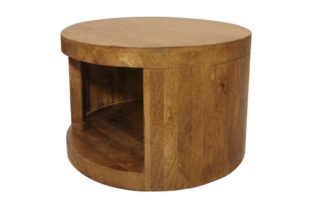 Set of 2 Walnut Solid Wood Round Distressed Solid Nested Coffee Tables image 6