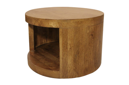 Set of 2 Walnut Solid Wood Round Distressed Solid Nested Coffee Tables image 6