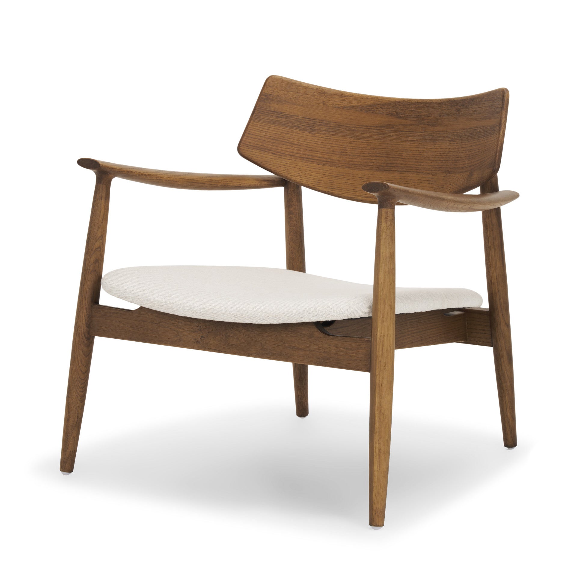 Brown & Cream Upholstery & Solid Wood Arm Chair