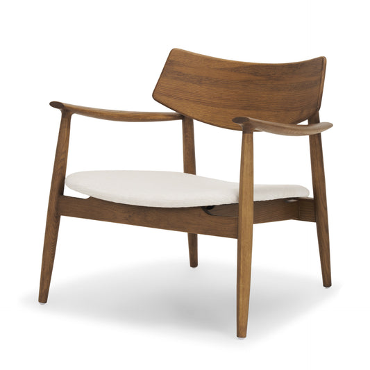 Brown & Cream Upholstery & Solid Wood Arm Chair