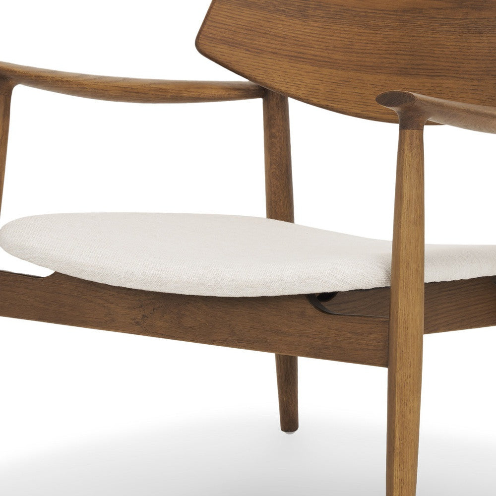Brown & Cream Upholstery & Solid Wood Arm Chair