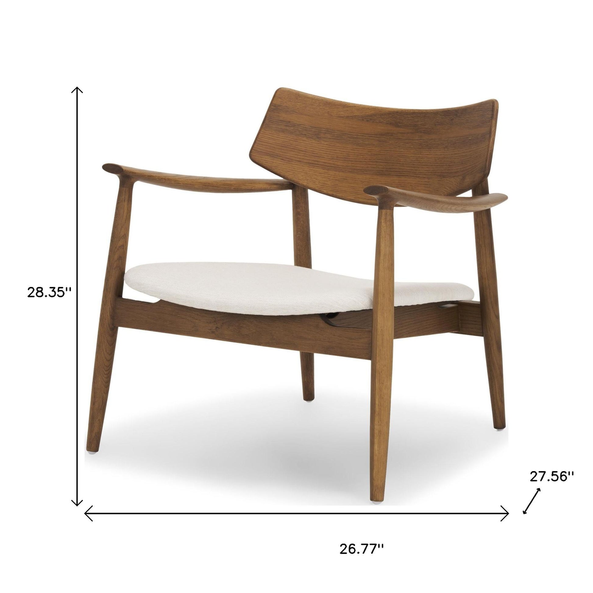 Brown & Cream Upholstery & Solid Wood Arm Chair