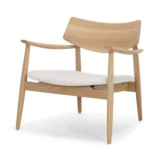 Cream & Natural Upholstery & Solid Wood Arm Chair