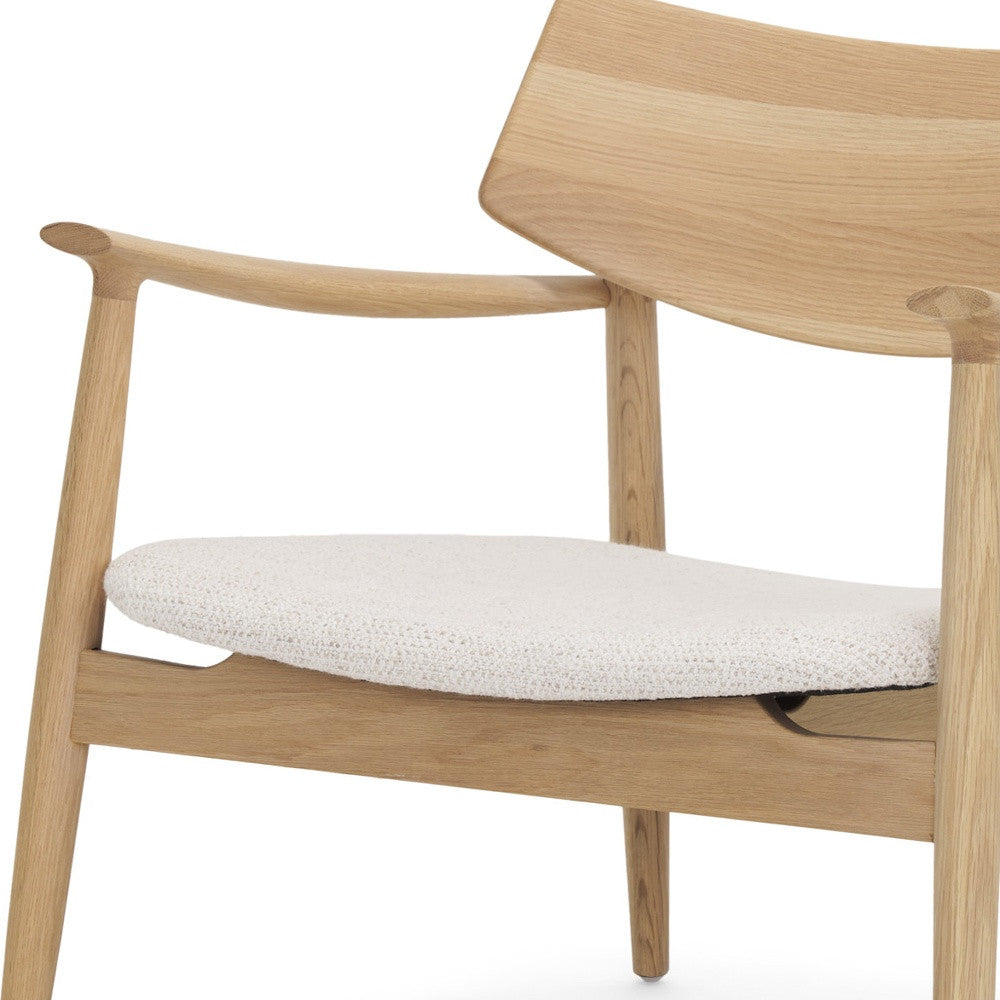 Cream & Natural Upholstery & Solid Wood Arm Chair