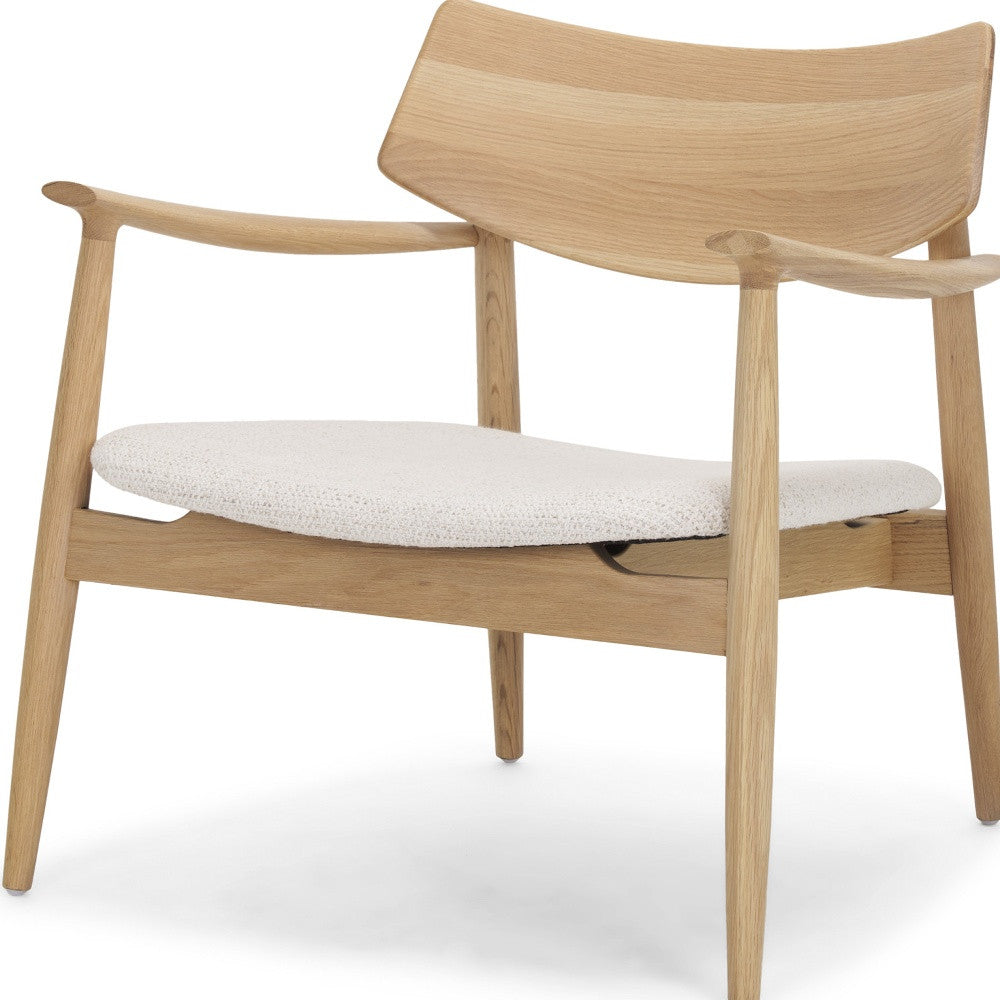 Cream & Natural Upholstery & Solid Wood Arm Chair